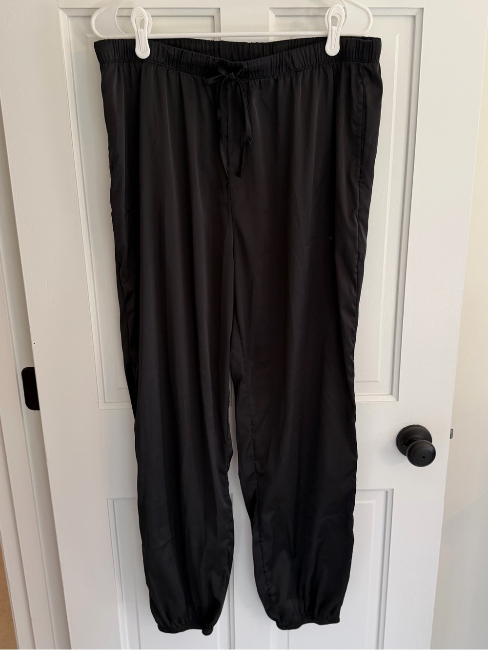 House of Harlow 1960 Black Satin Sleep Jogger Pajama Pants XL